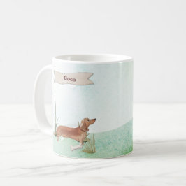 Aangepaste naam Tan Dachshund Pet Dog Koffiemok