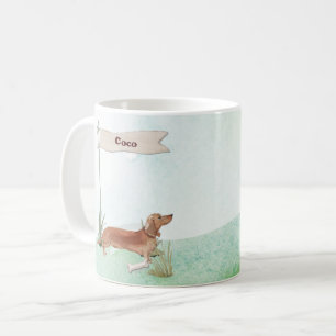 Aangepaste naam Tan Dachshund Pet Dog Koffiemok
