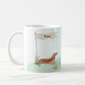 Aangepaste naam Tan Dachshund Pet Dog Koffiemok (Links)