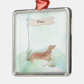 Aangepaste naam Tan Dachshund Pet Dog Metalen Ornament (Links)