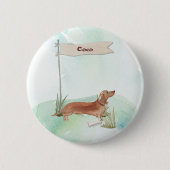 Aangepaste naam Tan Dachshund Pet Dog Ronde Button 5,7 Cm (Voorkant)