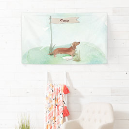 Aangepaste naam Tan Dachshund Pet Dog Spandoek
