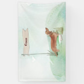 Aangepaste naam Tan Dachshund Pet Dog Spandoek (Verticaal)