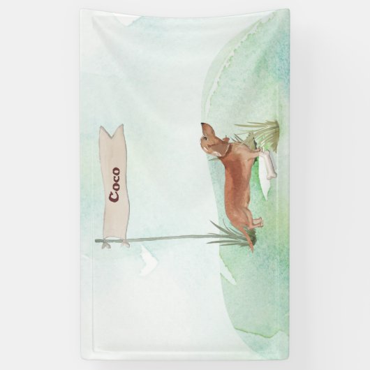 Aangepaste naam Tan Dachshund Pet Dog Spandoek (Verticaal)