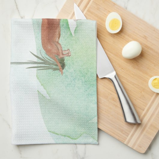 Aangepaste naam Tan Dachshund Pet Dog Theedoek (Quarter Fold)