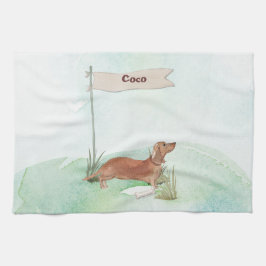 Aangepaste naam Tan Dachshund Pet Dog Theedoek