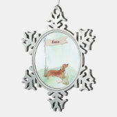 Aangepaste naam Tan Dachshund Pet Dog Tin Sneeuwvlok Ornament (Rechts)