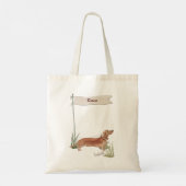 Aangepaste naam Tan Dachshund Pet Dog Tote Bag (Achterkant)