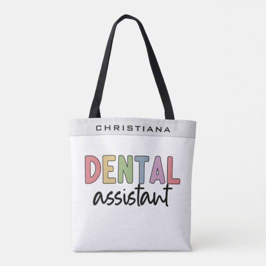 Aangepaste naam tandassistent tote bag (Achterkant)