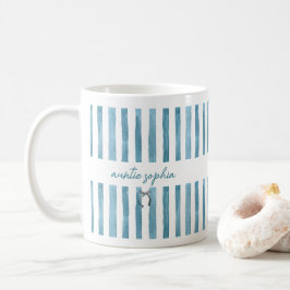 Aangepaste naam Tante, Waterverf Blauwe Streep Koffiemok