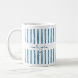 Aangepaste naam Tante, Waterverf Blauwe Streep Koffiemok