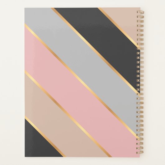 Aangepaste naam Taupe Grey Pastel Blush Pink Strip Planner (Achterkant)