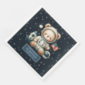 Aangepaste naam Teddy Astronaut Napkins Baby showe Servet (Hoek)