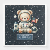 Aangepaste naam Teddy Astronaut Napkins Baby showe Servet (Voorkant)