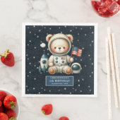 Aangepaste naam Teddy Astronaut Napkins Baby showe Servet (Insitu)