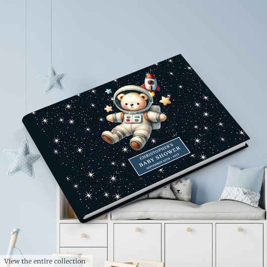 Aangepaste naam Teddy Bear Astronaut Boy Baby show Gastenboek