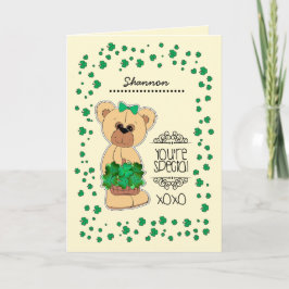 Aangepaste naam | Teddy Bear Saint Patrick's Day Kaart