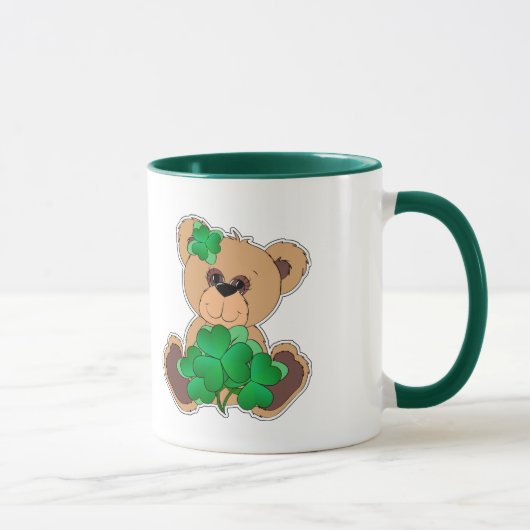 Aangepaste naam Teddy Bear St. Patrick's Day Gift Mok (Rechts)