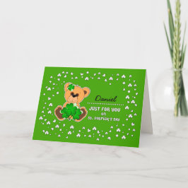 Aangepaste naam Teddy Bear St. Patrick's Day Kaart
