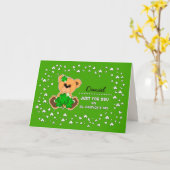 Aangepaste naam Teddy Bear St. Patrick's Day Kaart (Gele Bloem)