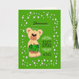 Aangepaste naam Teddy Bear St. Patrick's Day Kaart