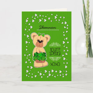 Aangepaste naam Teddy Bear St. Patrick's Day Kaart