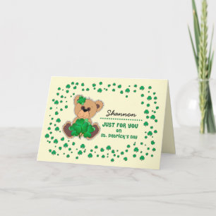 Aangepaste naam Teddy Bear St. Patrick's Day Kaart