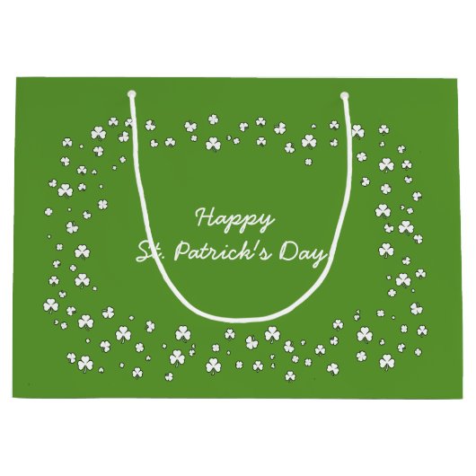Aangepaste naam Teddy Bear St.Patrick's Day Large Cadeautasje (Voorkant)