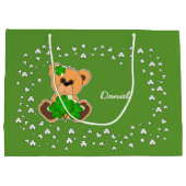 Aangepaste naam Teddy Bear St.Patrick's Day Large Cadeautasje (Achterkant)