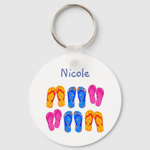 Aangepaste naam Teenslipper Sandal Summer Fun Sleutelhanger