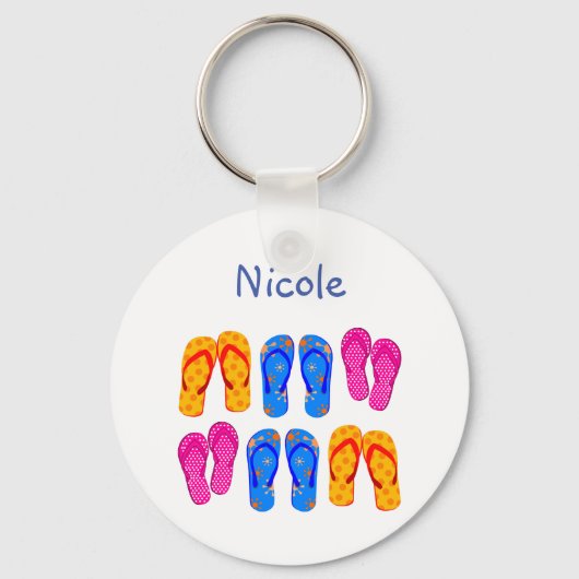 Aangepaste naam Teenslipper Sandal Summer Fun Sleutelhanger (Voorkant)