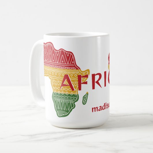 Aangepaste naam & tekst Afrika Koffiemok (Voorkant links)