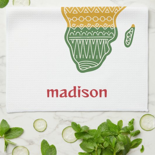 Aangepaste naam & tekst Afrika Theedoek (Gevouwen)