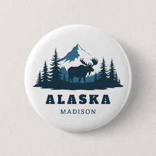Aangepaste naam & tekst ALASKA Ronde Button 5,7 Cm