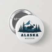 Aangepaste naam & tekst ALASKA Ronde Button 5,7 Cm (Voorkant /achterkant)