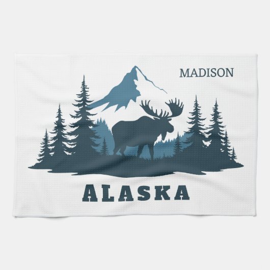 Aangepaste naam & tekst ALASKA Theedoek (Horizontaal)