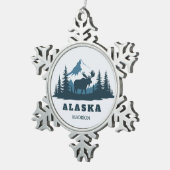 Aangepaste naam & tekst ALASKA Tin Sneeuwvlok Ornament (Rechts)
