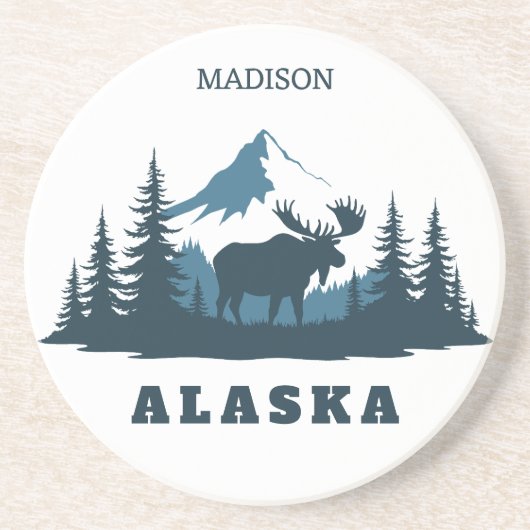 Aangepaste naam & tekst ALASKA Zandsteen Onderzetter (Voorkant)