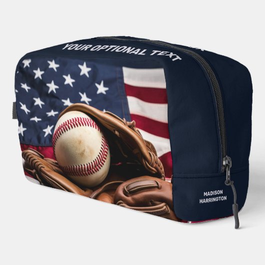 Aangepaste naam & tekst American Baseball Toilettasje (Rechterhoek)