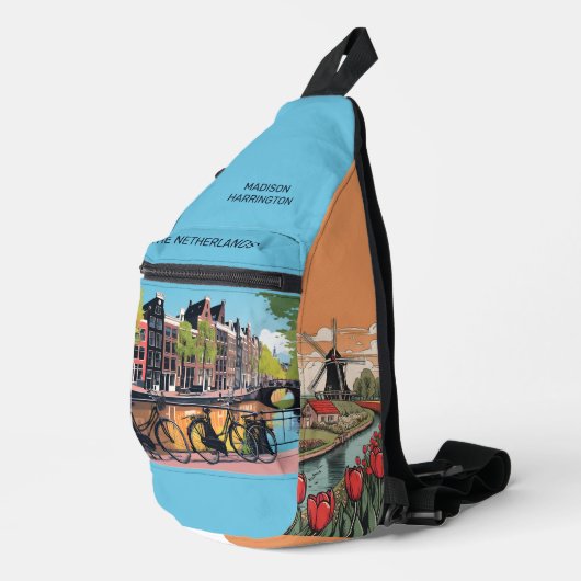 Aangepaste naam & tekst Amsterdam Sling Bag (Rechterhoek)