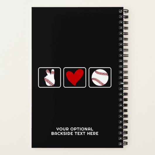 Aangepaste naam & tekst Baseball Notitieboek (Achterkant)