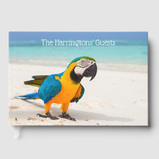 Aangepaste naam & tekst Beach Parrot Gastenboek (Voorkant)