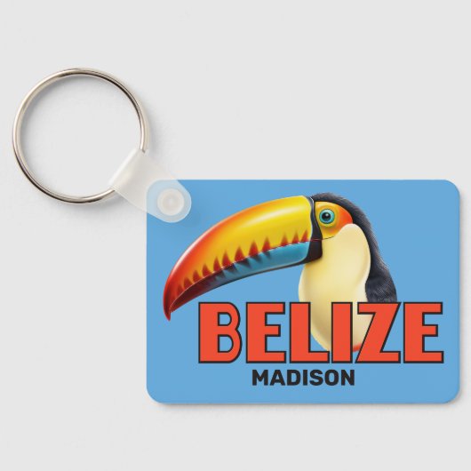 Aangepaste naam & tekst BELIZE Toucan Sleutelhanger (Achterkant)