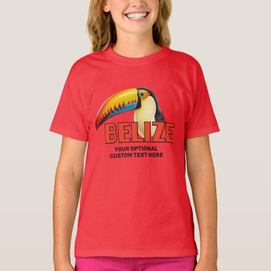 Aangepaste naam & tekst BELIZE Toucan T-shirt (Voorkant)