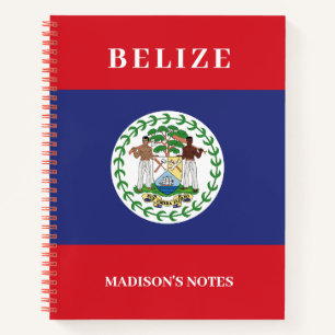 Aangepaste naam & tekst Belize Vlag Notitieboek