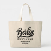 Aangepaste naam / tekst Berlijn Duitsland Coördina Grote Tote Bag (Achterkant)
