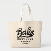 Aangepaste naam / tekst Berlijn Duitsland Coördina Grote Tote Bag (Voorkant)