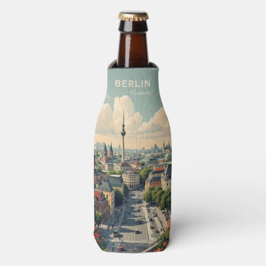 Aangepaste naam & tekst Berlijn, Duitsland Flesjeskoeler (Fles Voorkant)
