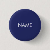 Aangepaste naam tekst blauw wit minimalistisch ronde button 3,2 cm (Voorkant)