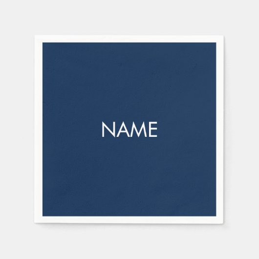 Aangepaste naam tekst blauw wit minimalistisch servet (Voorkant)